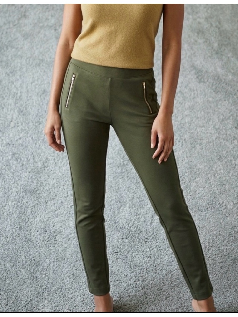 Loft Olive Ponte Skinny Women’s Pants & Zip Pockets size S casual